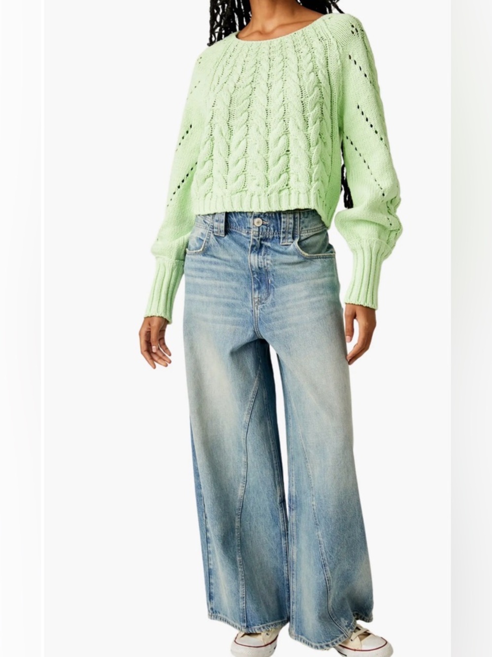 FREE PEOPLE Sandre Cable Stitch Pullover Sweater NWT Retail $148 READ DESC